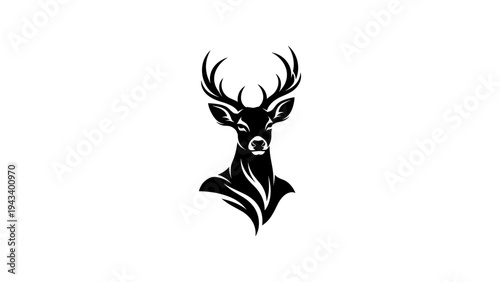 Elegant deer silhouette design with antlers on white background