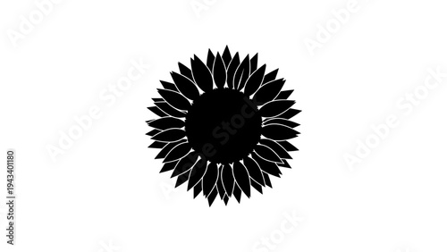 Elegant sunflower silhouette in minimalist black and white design