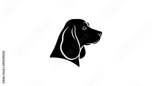 Silhouette of a dog's head facing right on white background
