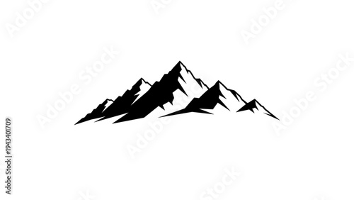 Minimalist mountain silhouette with sharp peaks on white background