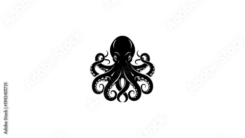 Elegant octopus silhouette in black and white design