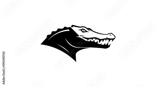Minimalist crocodile head silhouette logo design for wildlife branding