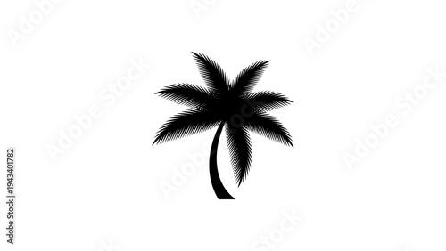 Minimalist black silhouette palm tree for tropical designs