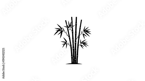 Minimalist black bamboo silhouette isolated on white background