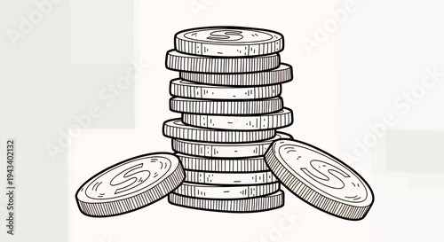 Stack of Dollar Coins Illustration.
