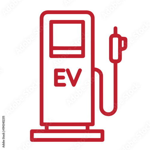 Electric vehicle charging station icon with EV label and plug