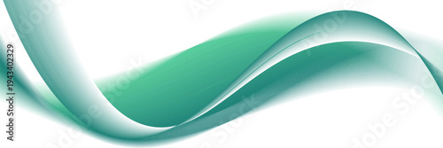 Fresh Teal Green Wave on White Background