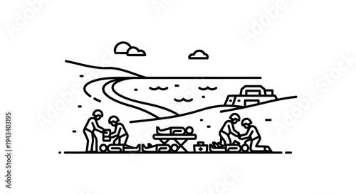 Medical Aid Team Providing Emergency Care to Injured Person Outdoors