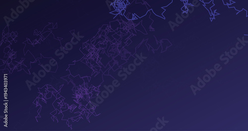 Abstract tangled purple lines on deep blue background representing network connections and data flow