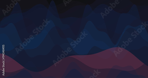 Abstract wavy background with transparent dark blue and pink overlapping layers.