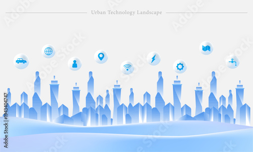 Urban Technology Landscape Smart City Futuristic Infrastructure Digital Illustration