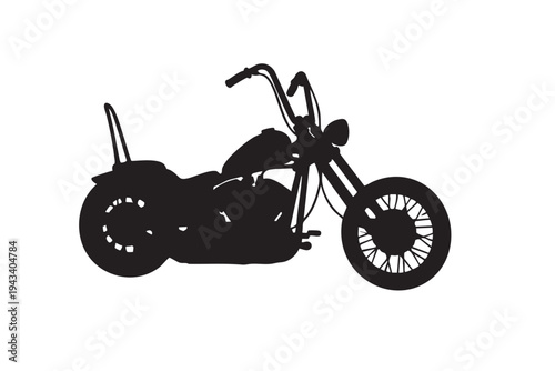 Custom chopper motorcycle silhouette vector illustration isolated on white