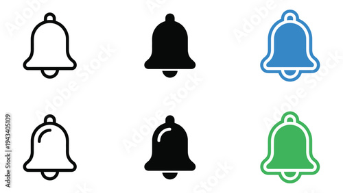 Bell Icons in Different Colors and Styles