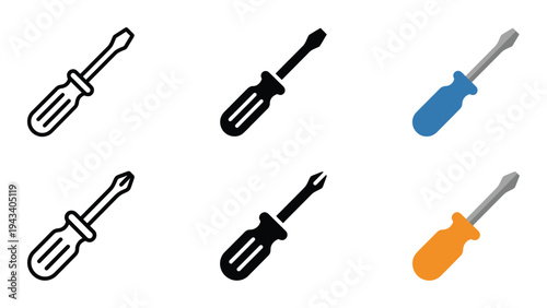 Screwdrivers Icons Set
