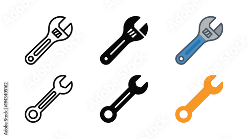 Colorful Wrenches Isolated on White Background