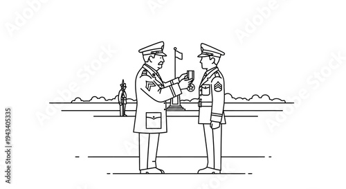 Military Award Ceremony: Officer Decorates Soldier with Medal