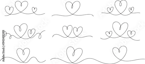 Single Line Heart Illustrations in Different Styles
