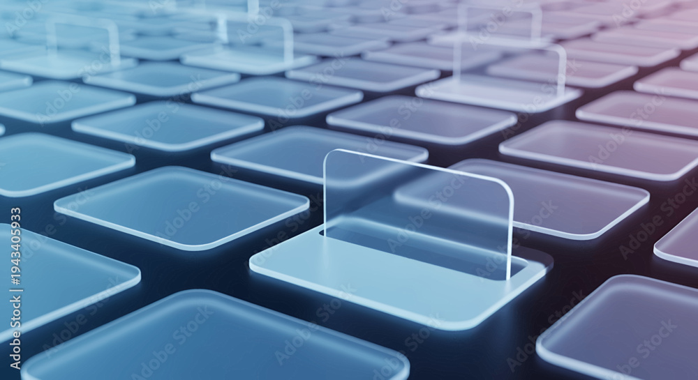Obraz premium Blue Keyboard with Highlighted Key.