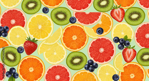 Colorful Assorted Fresh Fruit Pattern.