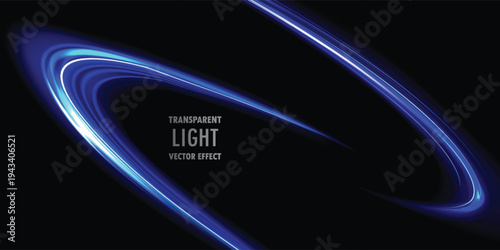 Blue light lines effect of speed motion trails abstract streaks of fast flash movement blurred neon glow at night vector realistic set isolated on transparent background