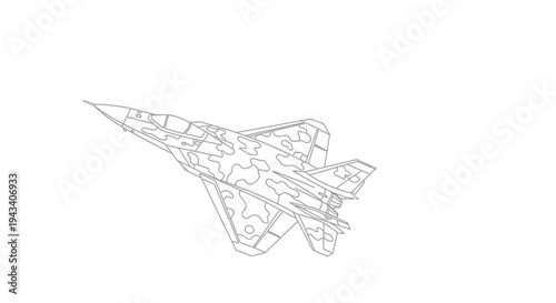 Modern Fighter Jet Outline Camouflage Military Aircraft Flying
