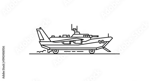 Modern Hydrofoil Boat Line Art Icon