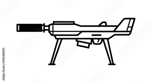 Modern Sniper Rifle with Bipod and Silencer Icon