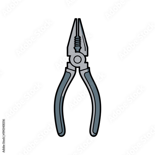An illustration of needle nose pliers on a white background