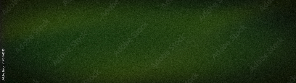 Fototapeta premium Dark forest green grainy gradient background with black frame and abstract noise texture