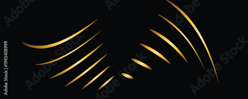 Abstract gold luxury background. Vector illustration element with gold light glow effect, texture, black gradient color. Modern graphic design, decoration for banner template or technology background