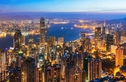 Hong Kong, Iconic Hong Kong city skyline and Victoria Harbour at daylight.