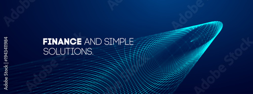 Abstract background fintech Business for finance business intelligence digital and Technology blue background blue. Technology wave geometric for line lines waves and modern minimal network.