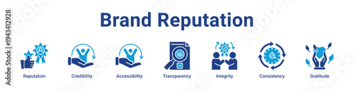 Brand Reputation Icon Banner blue color