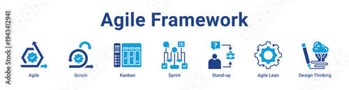 Agile Framework Icon Banner blue color