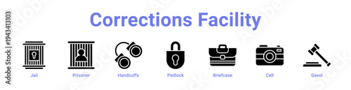 Corrections Facility Icon Banner blue color