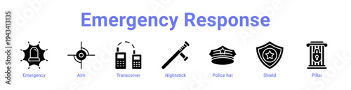 Emergency Response Icon Banner blue color