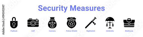 Security Measures Icon Banner blue color