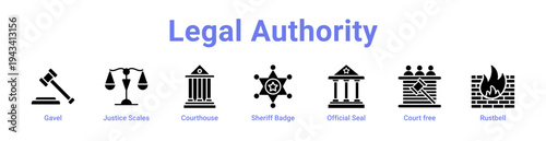 Legal Authority Icon Banner blue color
