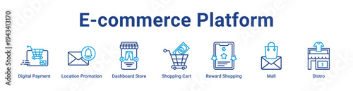 E-Commerce Platform Icon Banner blue color