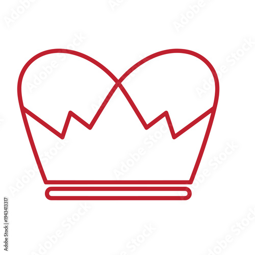 red line drawing of a crown on white background