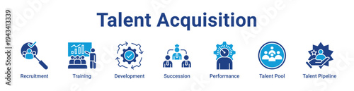 Talent Acquisition Icon Banner blue color