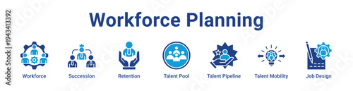 Workforce Planning Icon Banner blue color