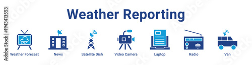 -Weather Reporting Icon Banner blue color
