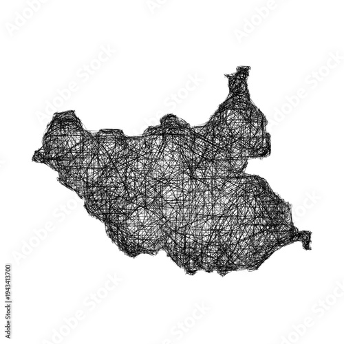 Sketch South Sudan outline map design