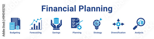 -Financial Planning Icon Banner blue color