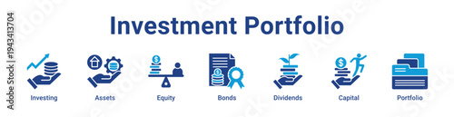 -Investment Portfolio Icon Banner blue color