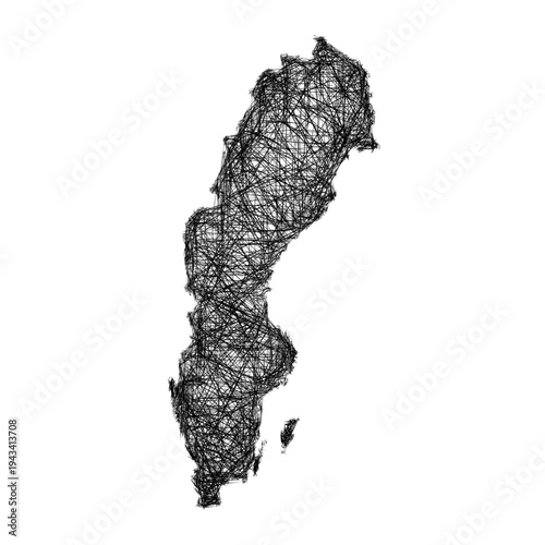 Sketch Sweden outline map design