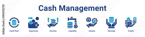 -Cash Management Icon Banner blue color
