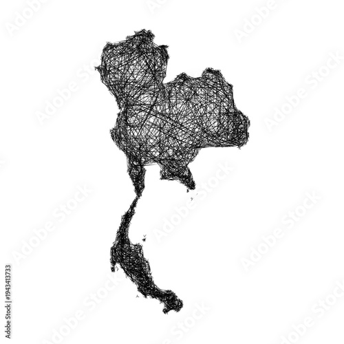 Sketch Thailand outline map design