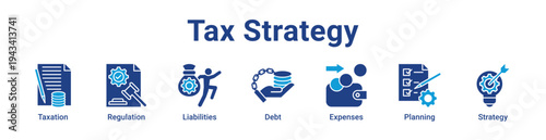 -Tax Strategy Icon Banner blue color
